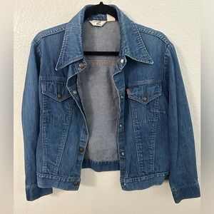 Levi’s Vintage Denim Jean Jacket Light Wash Blue 70s Style Orange tab